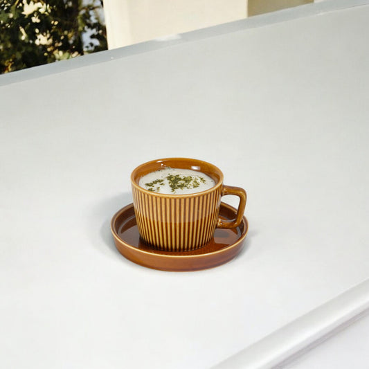 Ceramic Mug and Saucer, Mocha