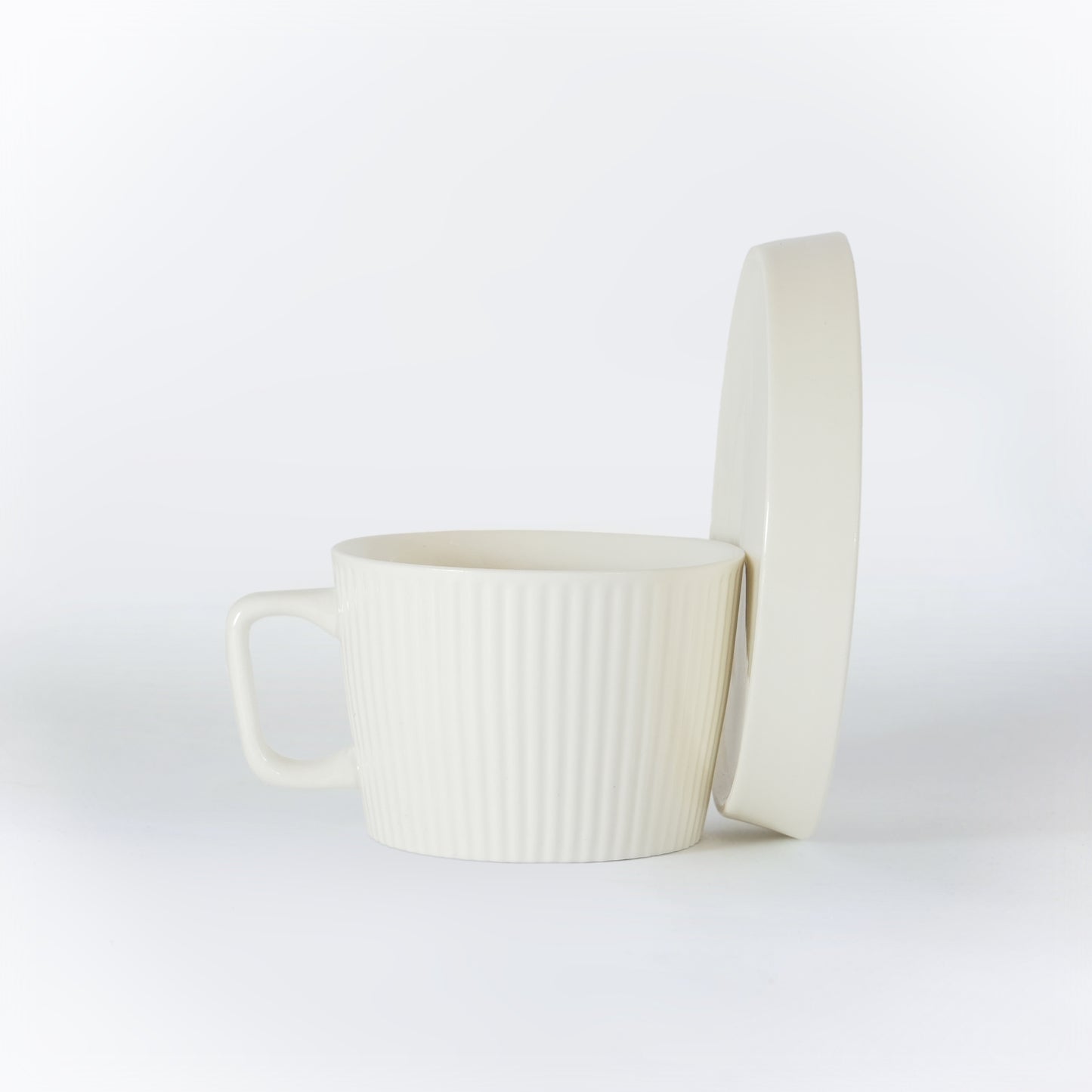 Ceramic Mug and Saucer, Cream