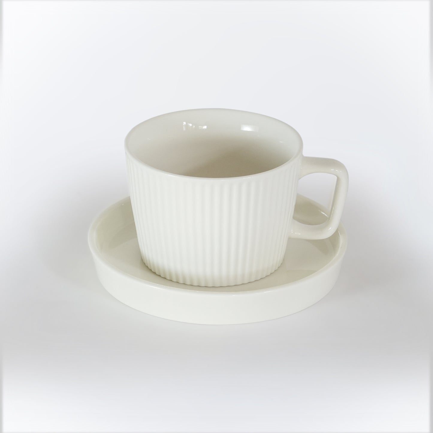 Ceramic Mug and Saucer, Cream