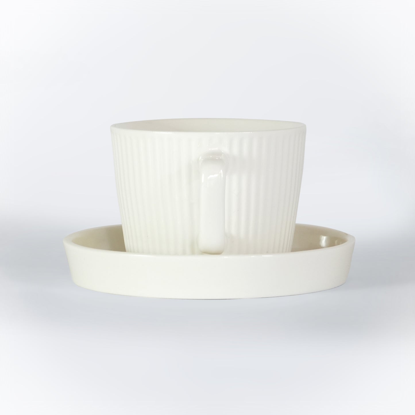 Ceramic Mug and Saucer, Cream